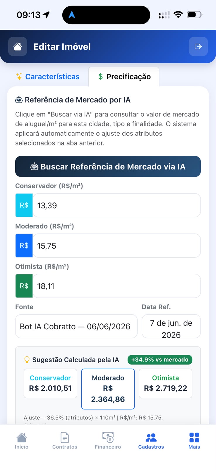 Sugestão de preço IA